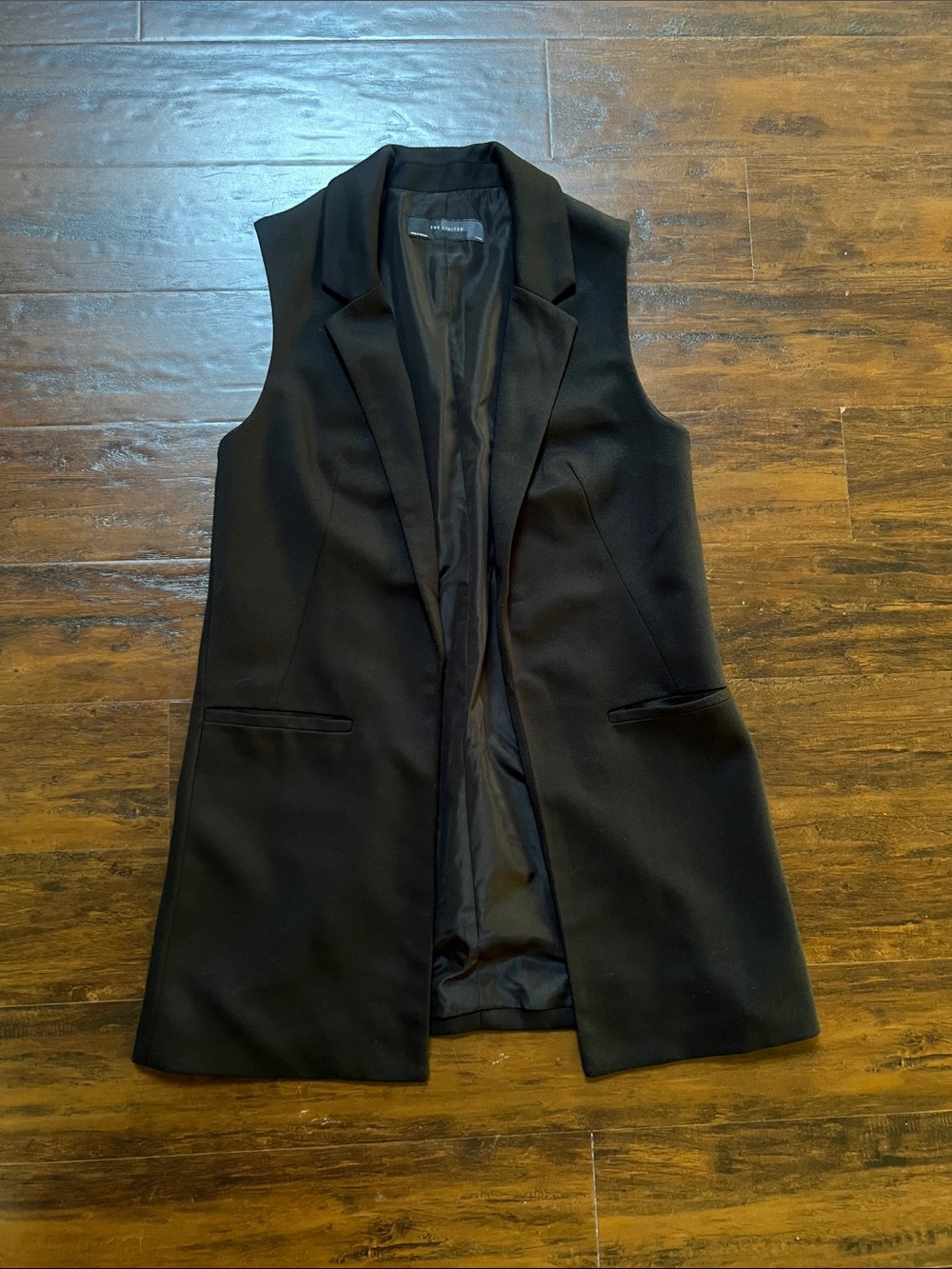 The Limited Sleeveless Black Tailored Long Waist Vest Jacket Size XS